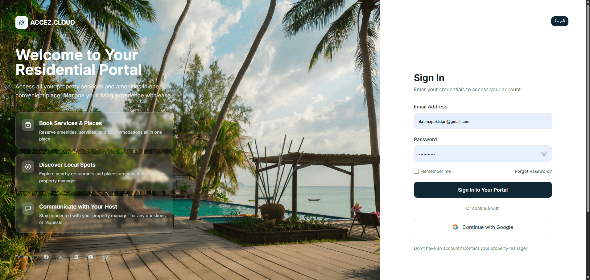Accez — One dashboard. 400+ booking channels. Zero physical keys. The operating system for Middle East property managers. — screenshot 2